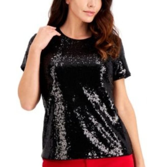 Charter Club Tops - NWT Charter Club Ladies Sequined Short Sleeve Top